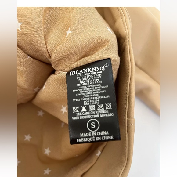 Blank NYC Butterscotch Faux Leather Cropped Moto Jacket NWT Size Small - Picture 9 of 13